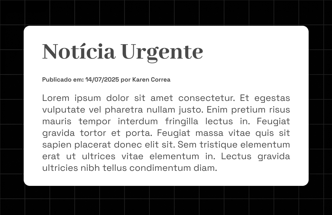 Exemplo de card de notícia com boa hierarquia tipográfica