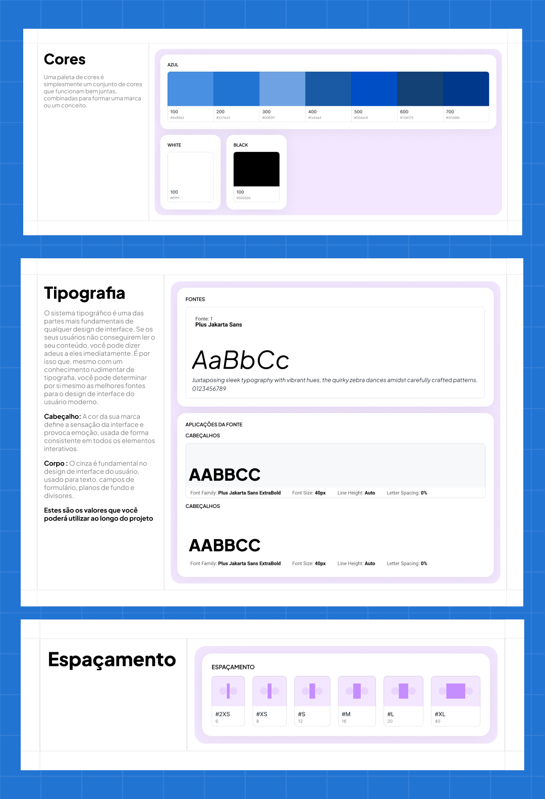 Exemplo de guia de estilos gerado com o plugin Figr Identity