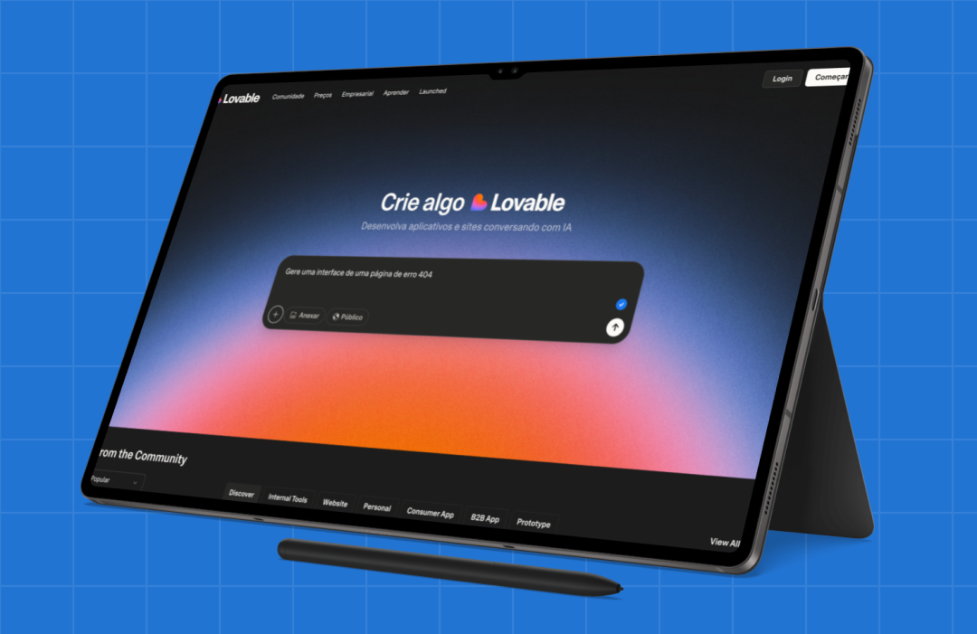 Exemplo da interface de uma ferramenta de IA gerando uma tela de aplicativo