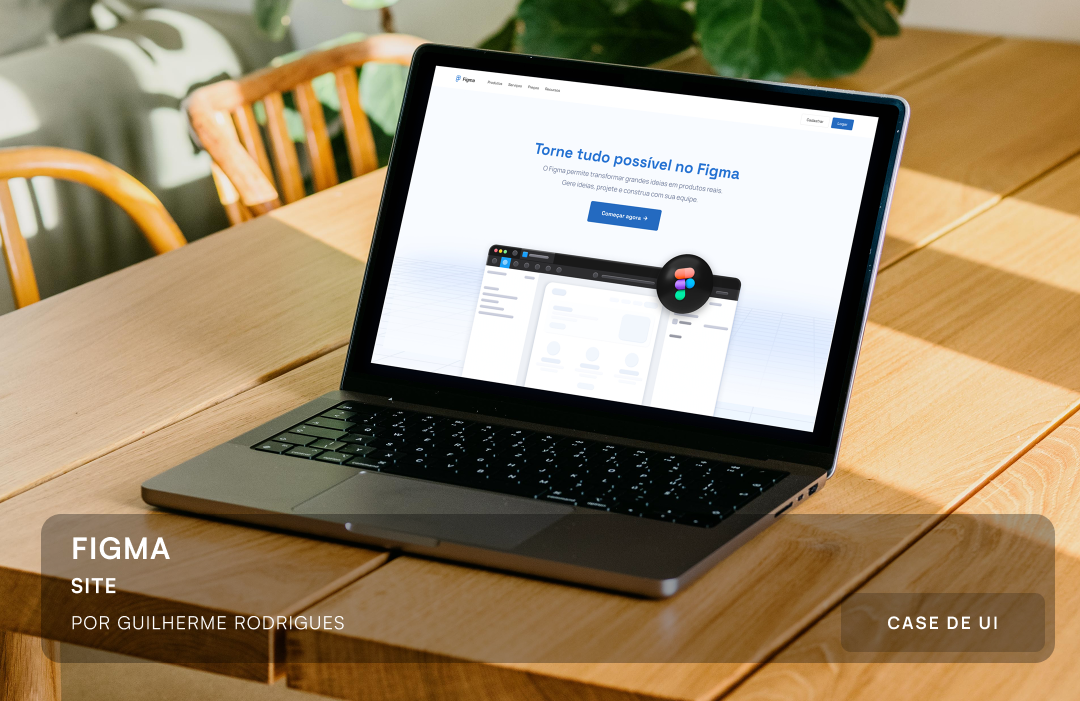 Layout de uma apresentação de case de design com mockups e texto